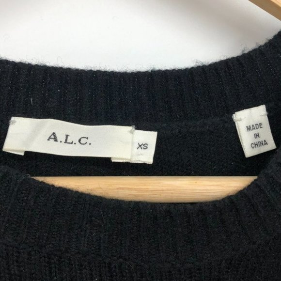 A.L.C. Black Jonathan merino wool   cashmere ribbed hem tunic sweater XS - Picture 3 of 7